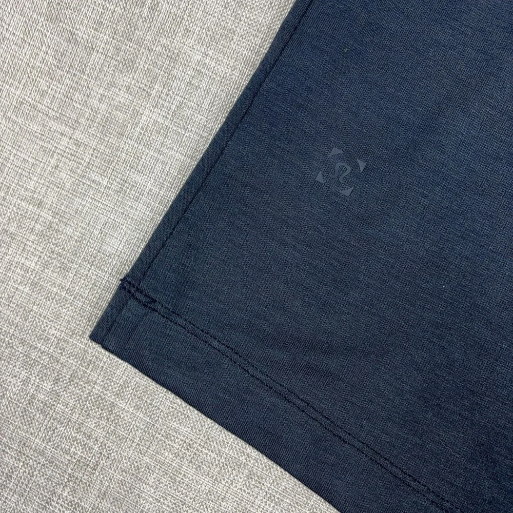 Lululemon Polo Shirt Mens L Blue Solid Lightweight Athletic Golf Short Sleeve